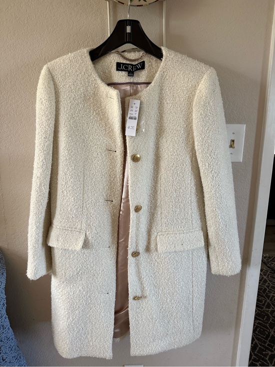 J. Crew Jackets & Blazers - J. Crew Cream Bouclé Single-Breasted Coat with Gold Buttons